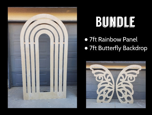 BUNDLE - 7ft Butterfly Backdrop + 7ft Rainbow panel